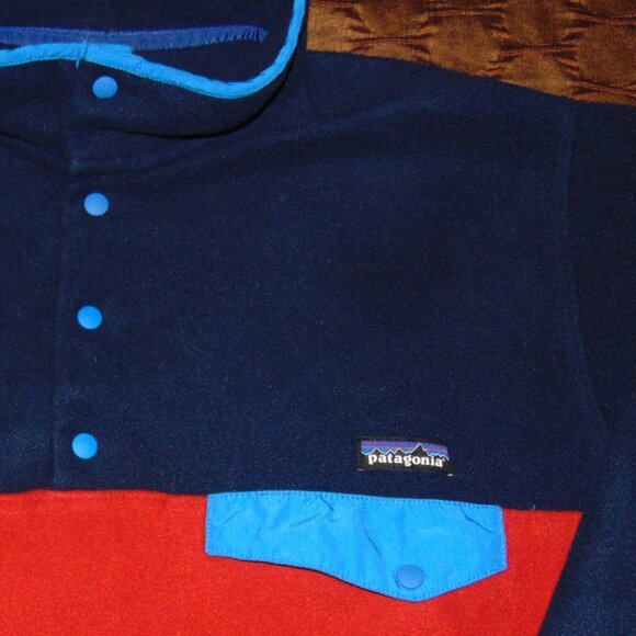 PATAGONIA  SYNCHILLA  SNAP-T  BLUE/RED  LARGE - Picture 2 of 4
